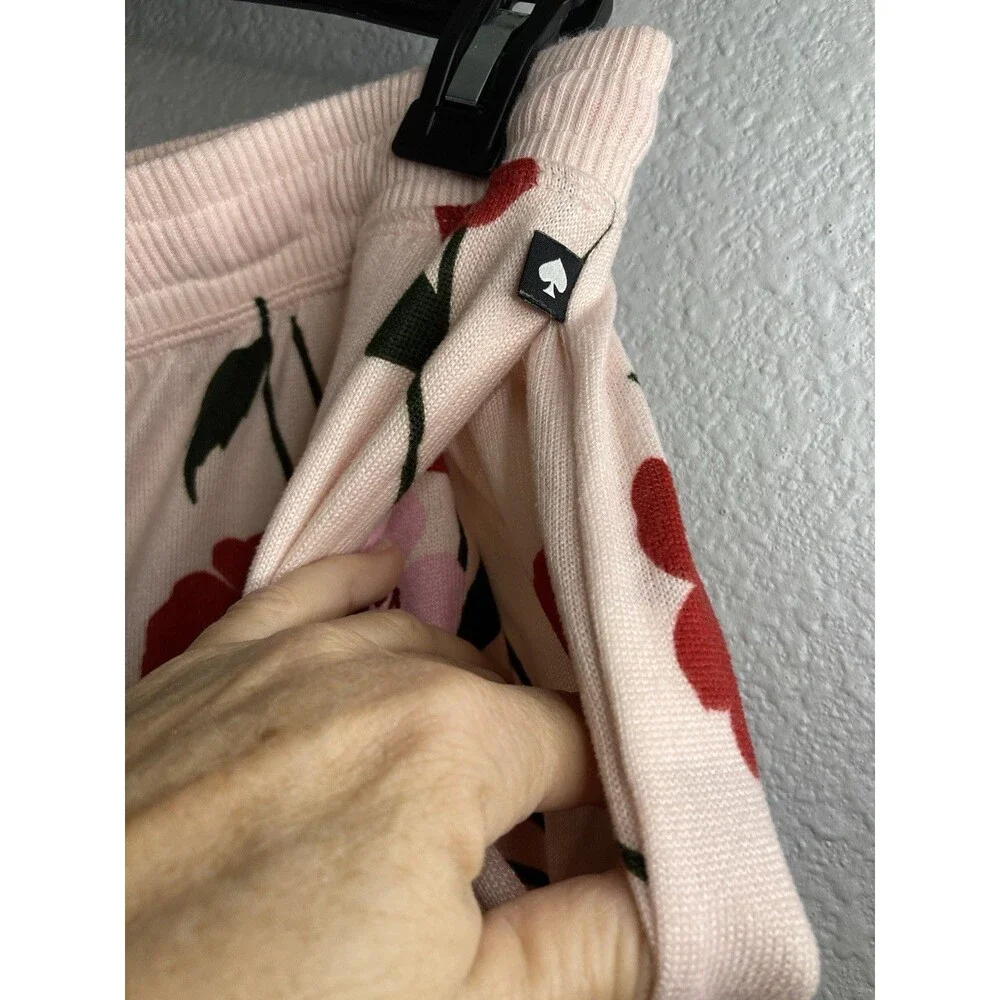 Kate Spade Pajama Pant Set Womens Size XL Pink Floral Roses Soft Cozy Luxury EUC